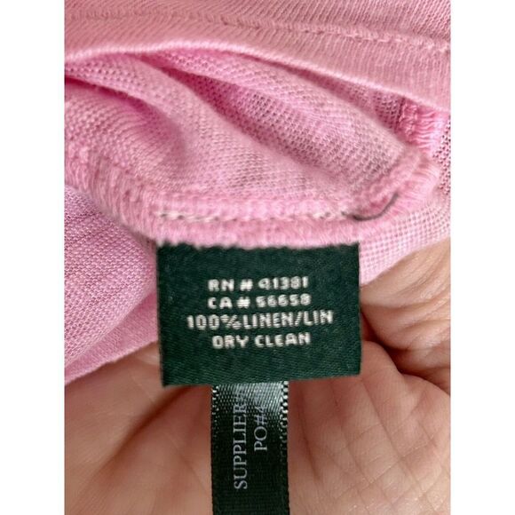 Lauren Ralph Lauren Womens 100% Linen Blouse Top Sz M Pink Ombré Short Sleeve - Picture 4 of 5
